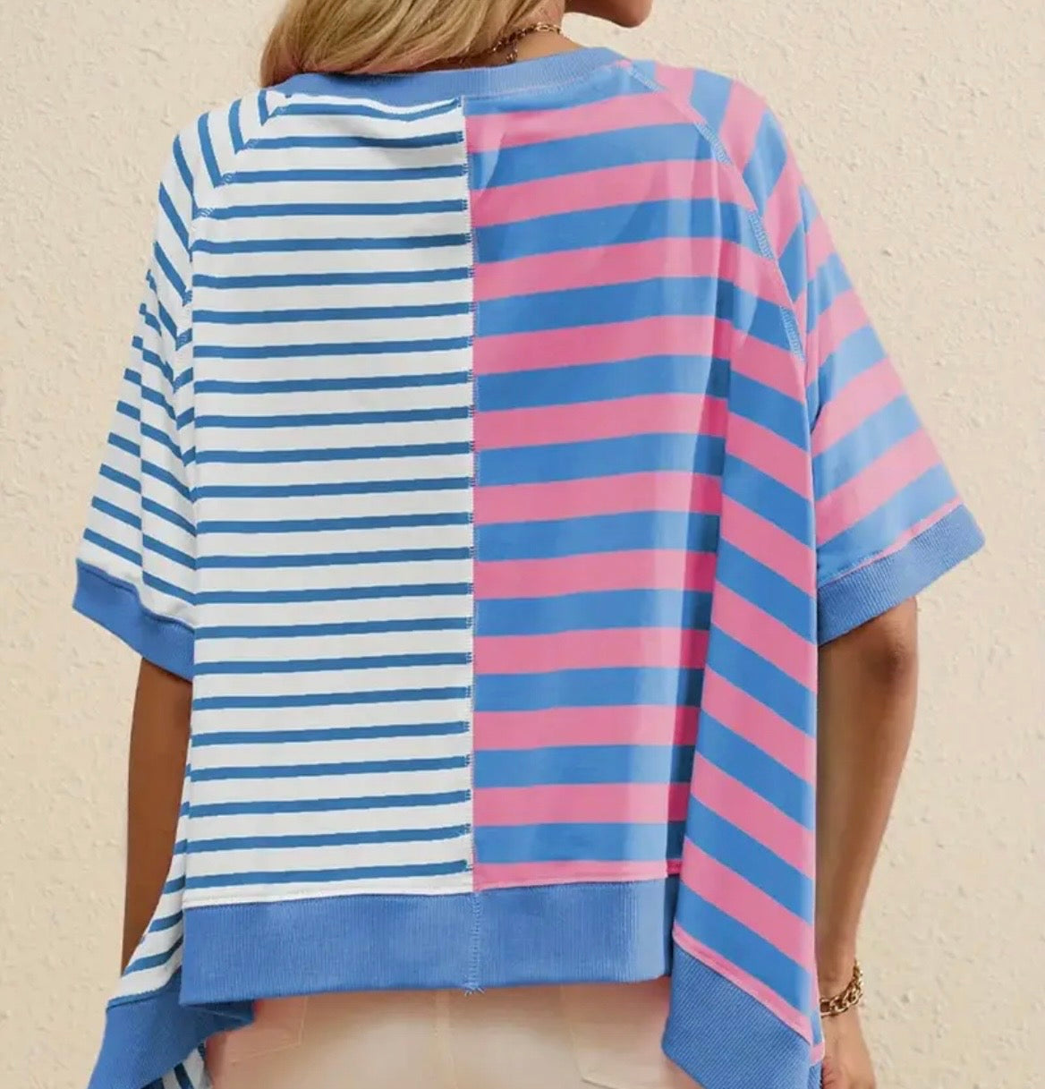 Cotton Candy Striped Oversized Top