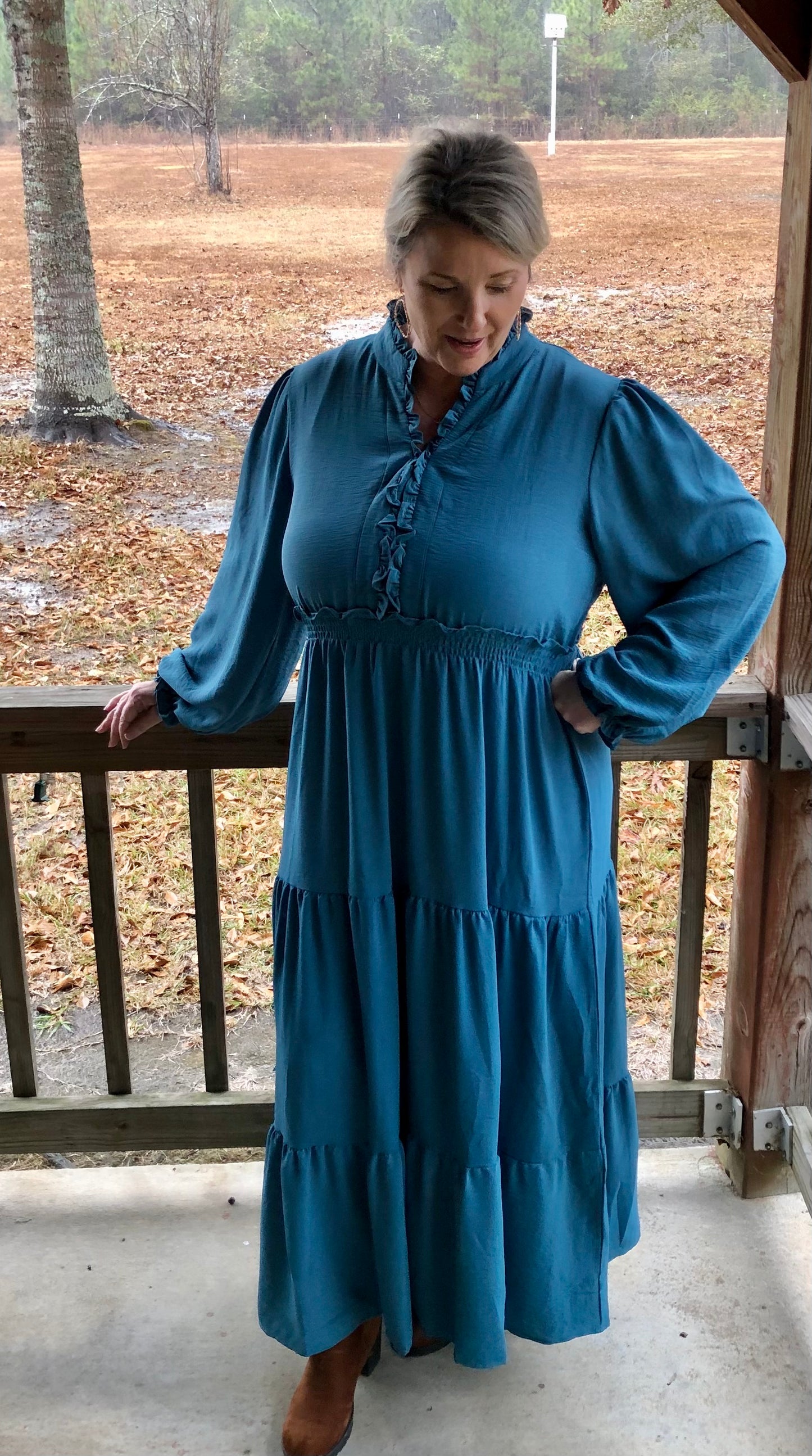 Teal Time Maxi Tiered Dress