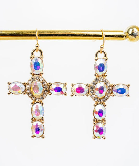 Jeweled Cross Earrings