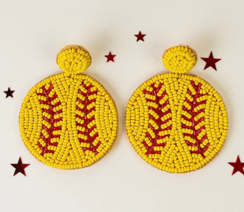 Baseball/Softball Beaded Earrings