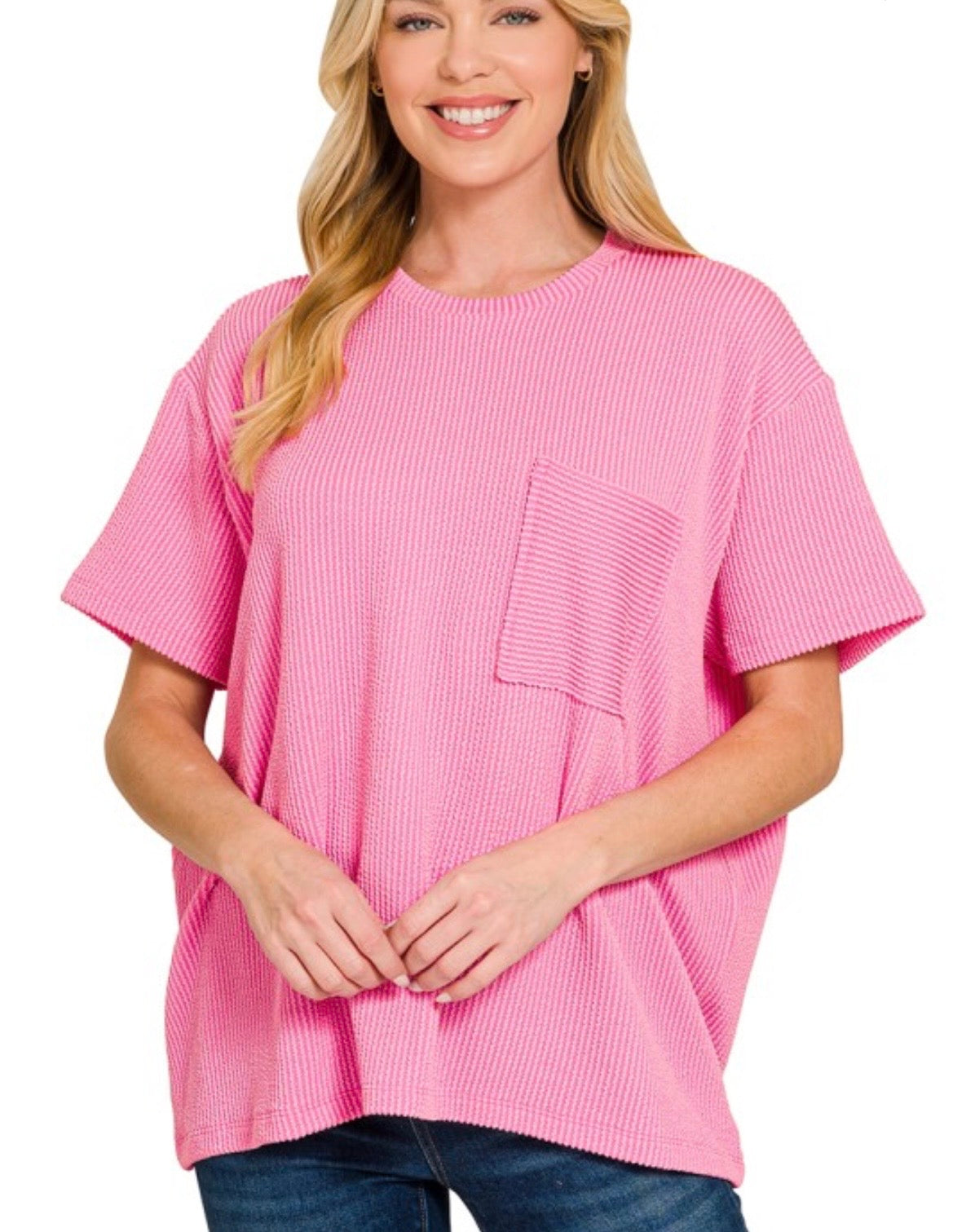 Ribbed Crew Neck Top