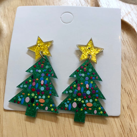 Whimsy Christmas Tree Earrings Resin