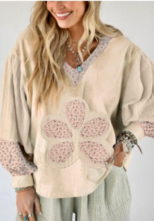 Flower Floral Appliqué Top