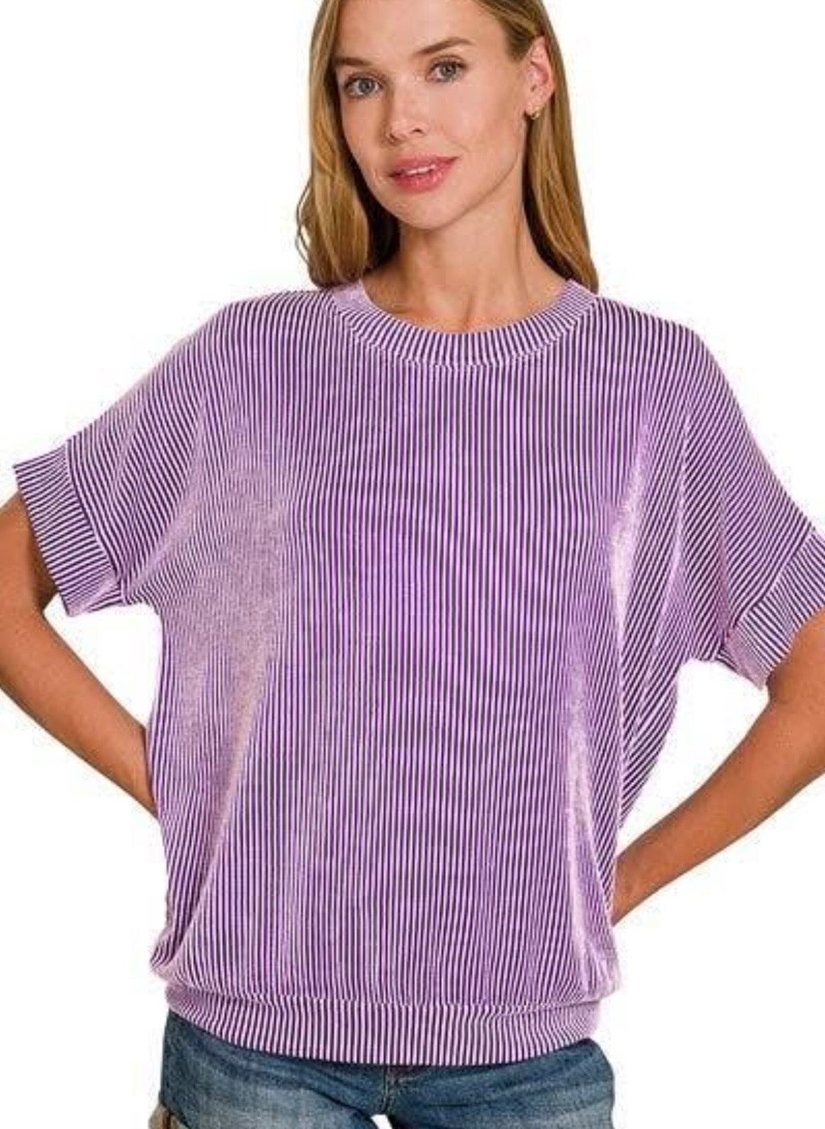 Ribbed Crew Neck Top