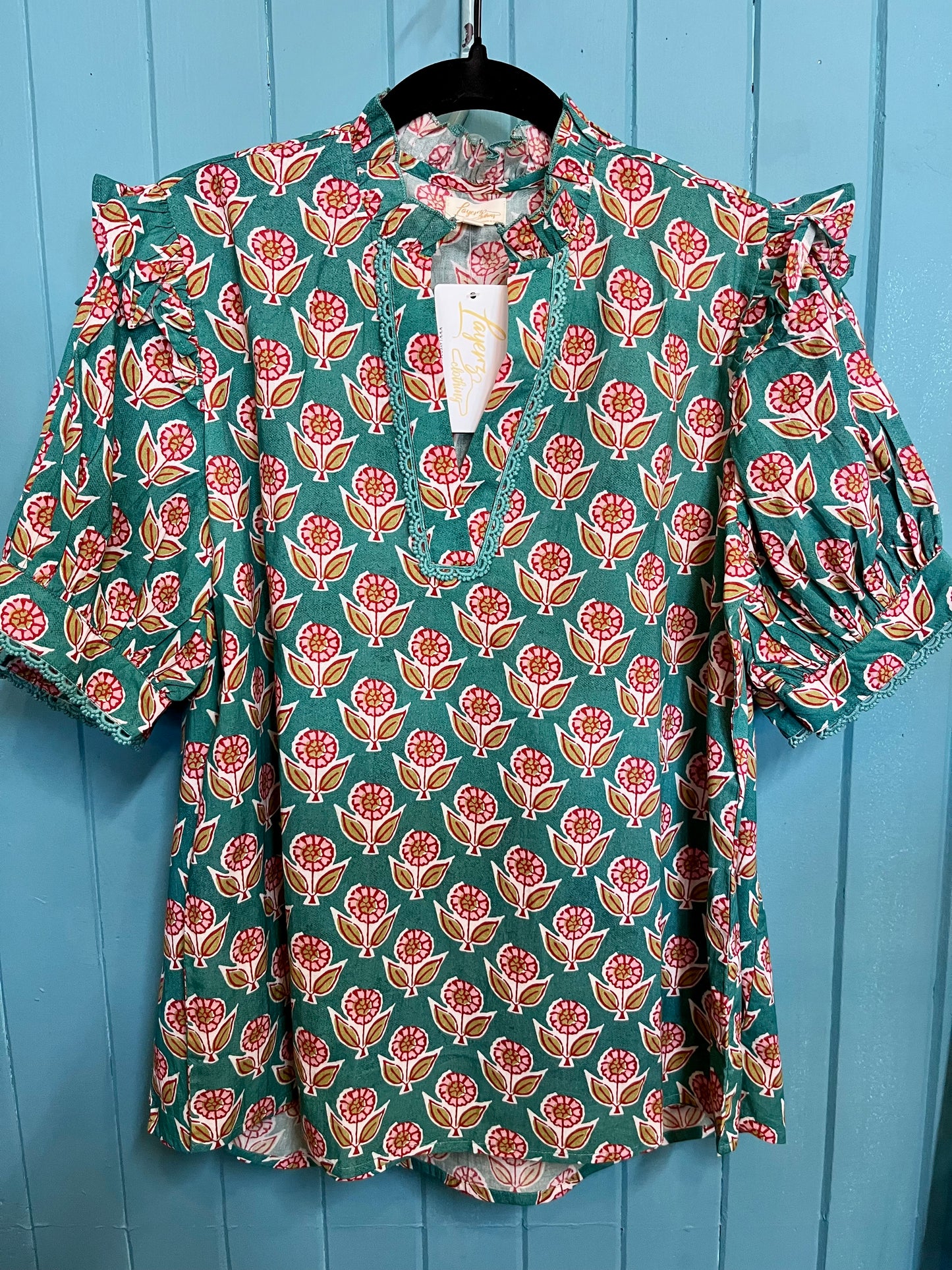 Flower Pot Green & Pink Top