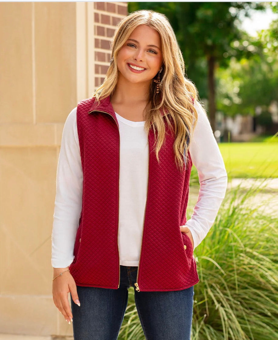 Quilted Zip Up Vest with Pockets