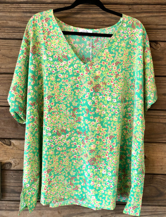 Green Valley Floral Mix Top