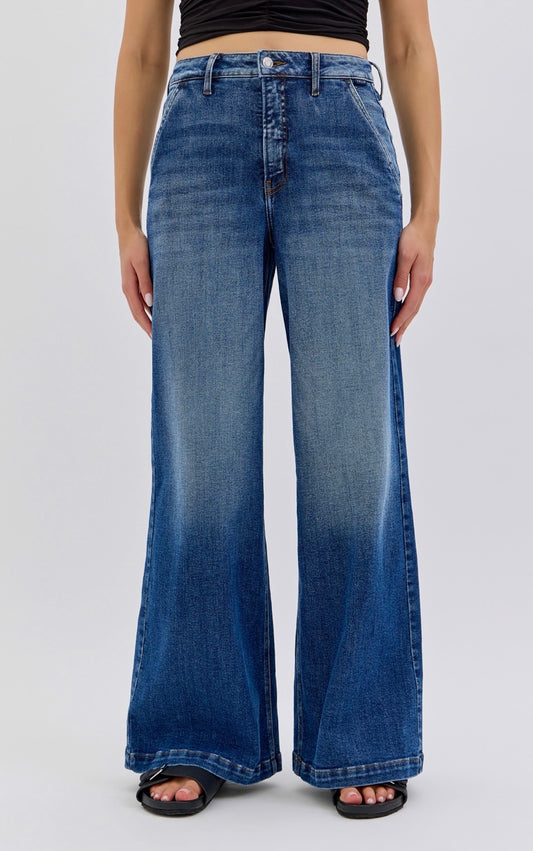 Cello High Rise Wide Leg Button Up