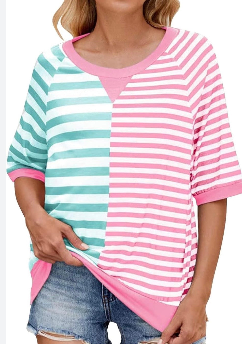 Cotton Candy Striped Oversized Top