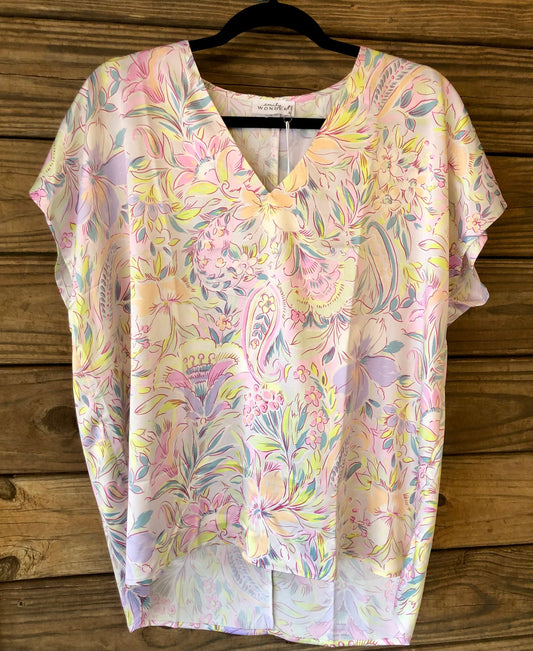 Pastel Pink & Green Floral Top