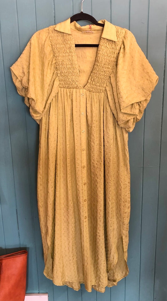 Pistachio High Waist Smocked Maxi Dress