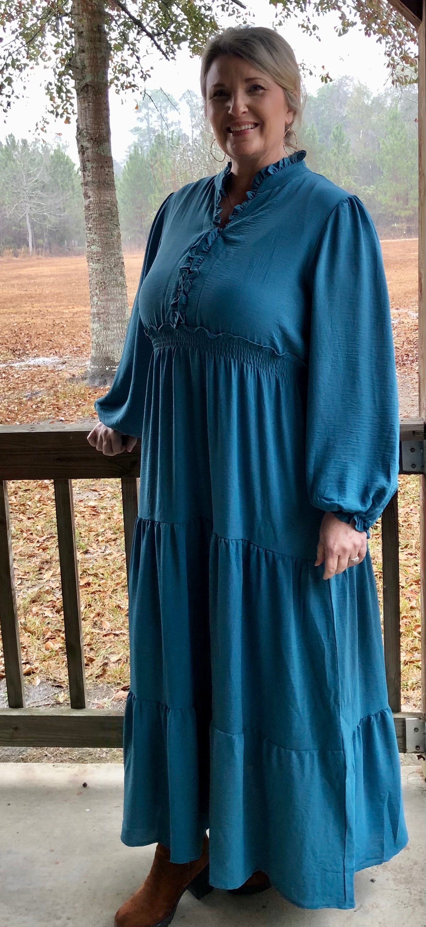 Teal Time Maxi Tiered Dress