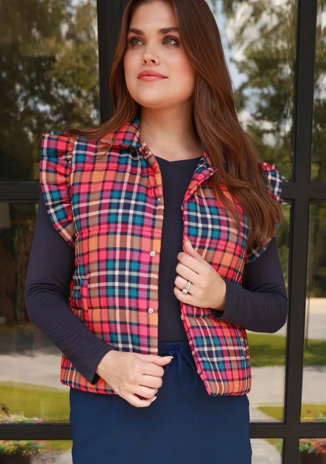 Plaid Puffer Vest