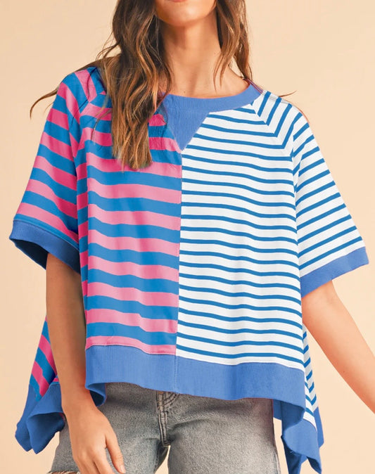 Cotton Candy Striped Oversized Top