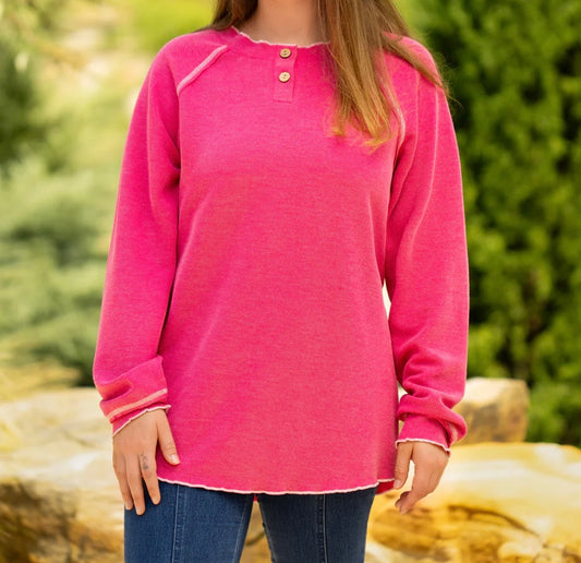 Hot Pink Micro Waffle Top