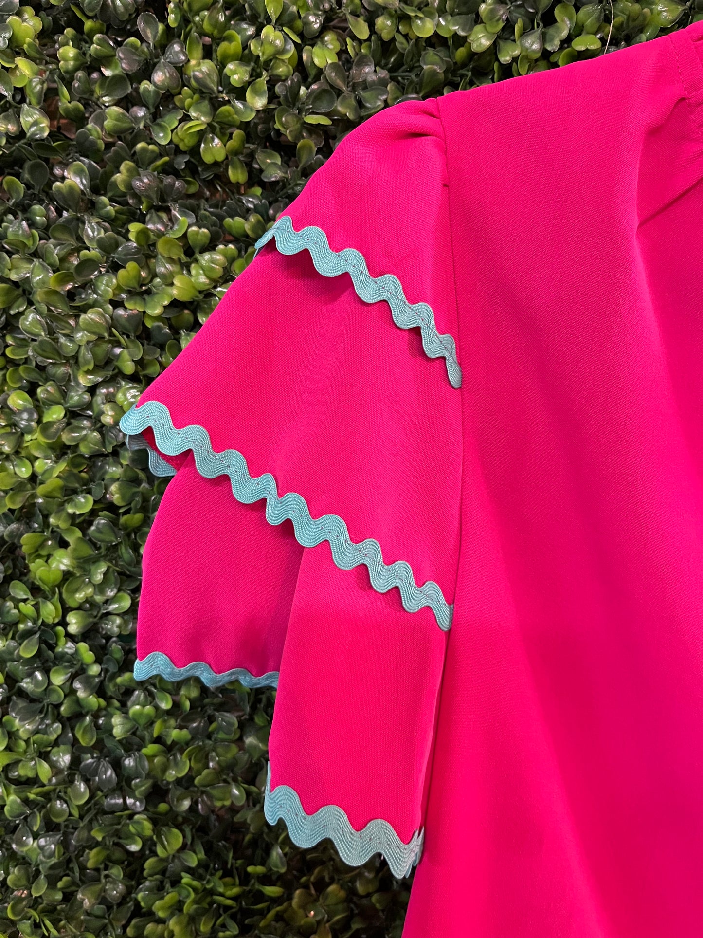 Ric Rac Hot Pink & Teal Trim Top
