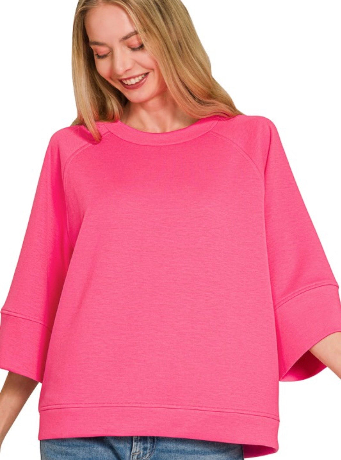 Scuba 3/4 Sleeve Pullover Top