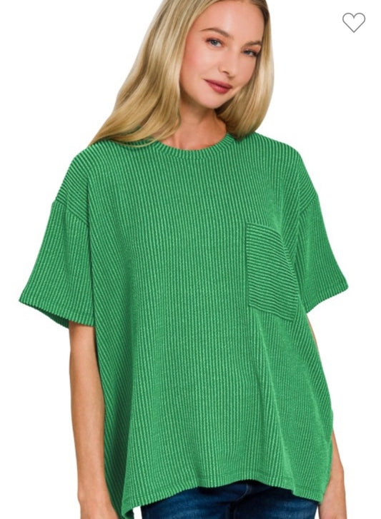 Ribbed Crew Neck Top