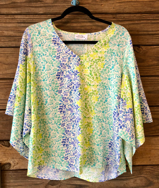 Blue Sky & Green Grass Floral Top