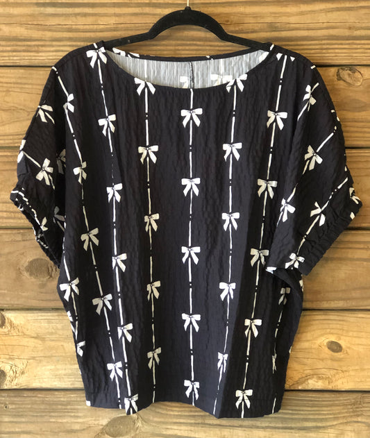 Black & White Bow Embellished Top