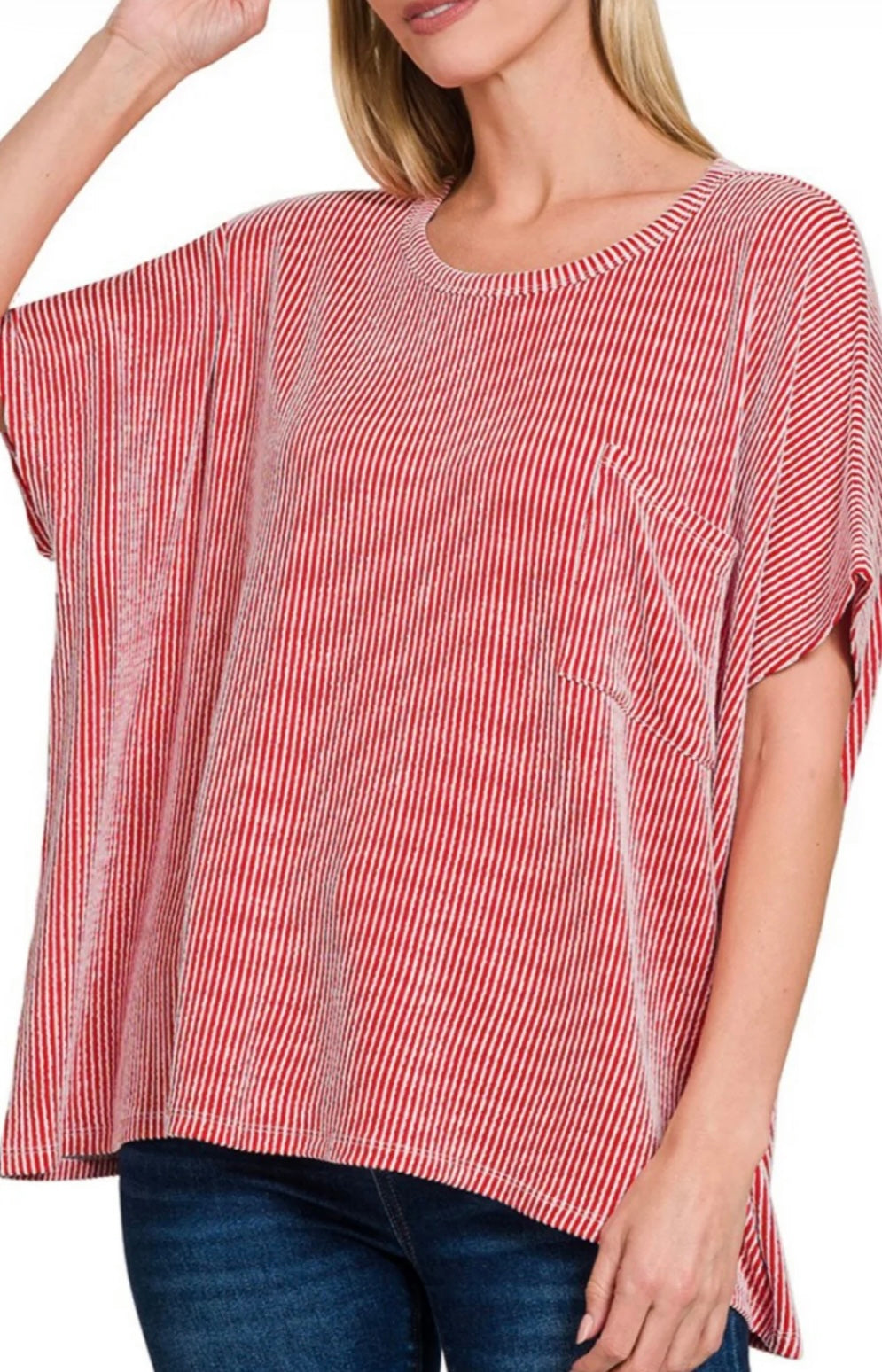 Ribbed Crew Neck Top
