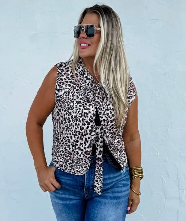 Leopard Print Puffer Vest