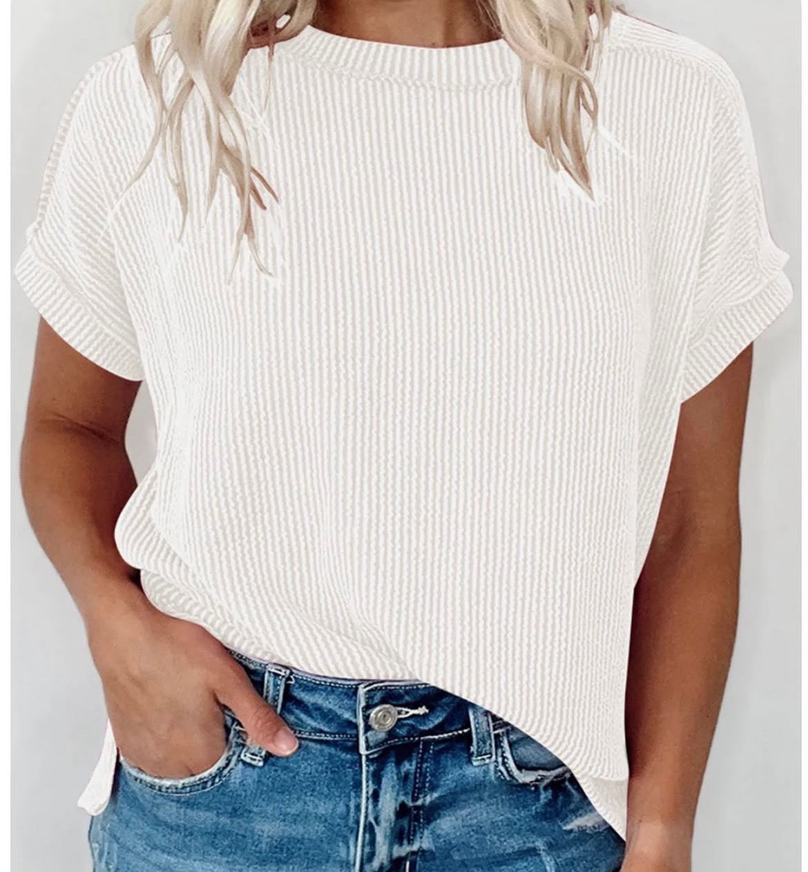 Ribbed Crew Neck Top