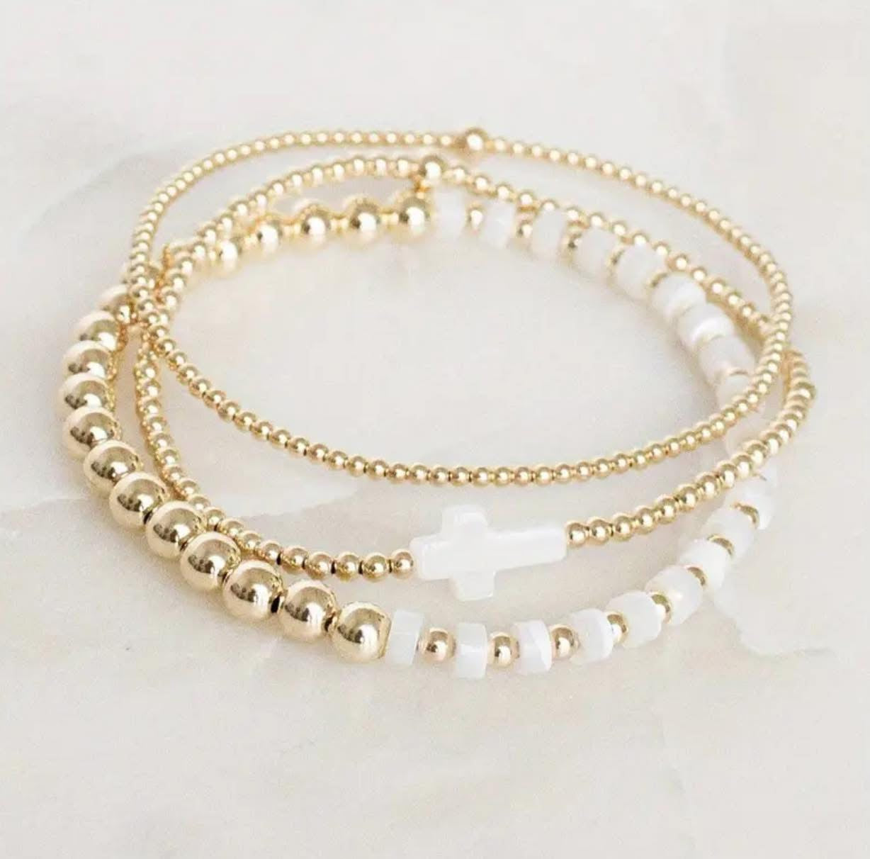 Gold Beaded Bracelet Set