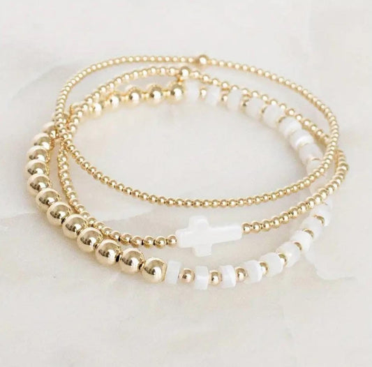Gold Beaded Bracelet Set