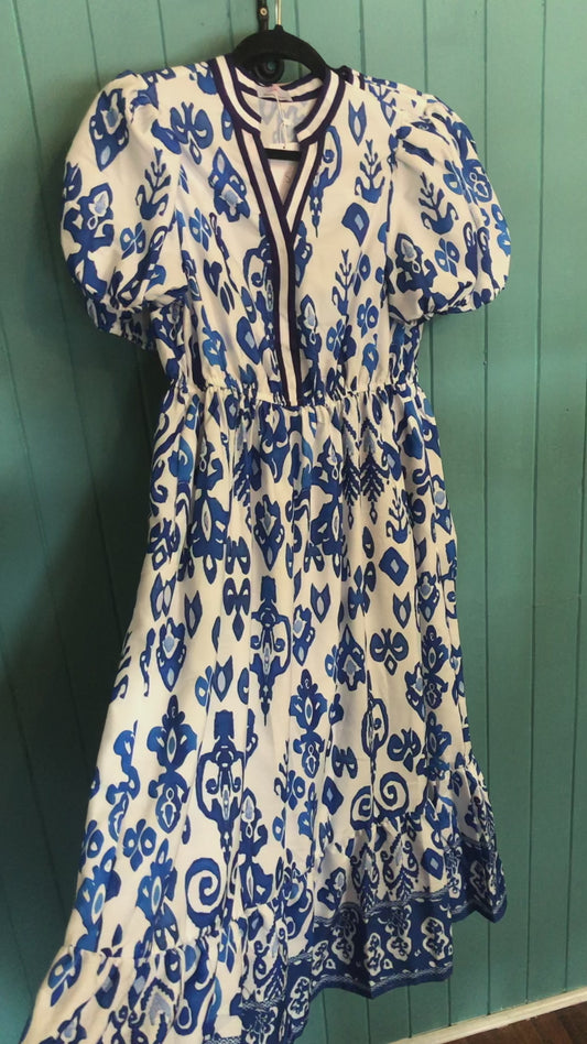 Royal Blue Ivy Puff Sleeve Dress